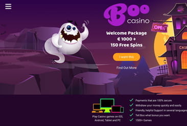 Boo Casino hjemmeside med mulighet for registrering.